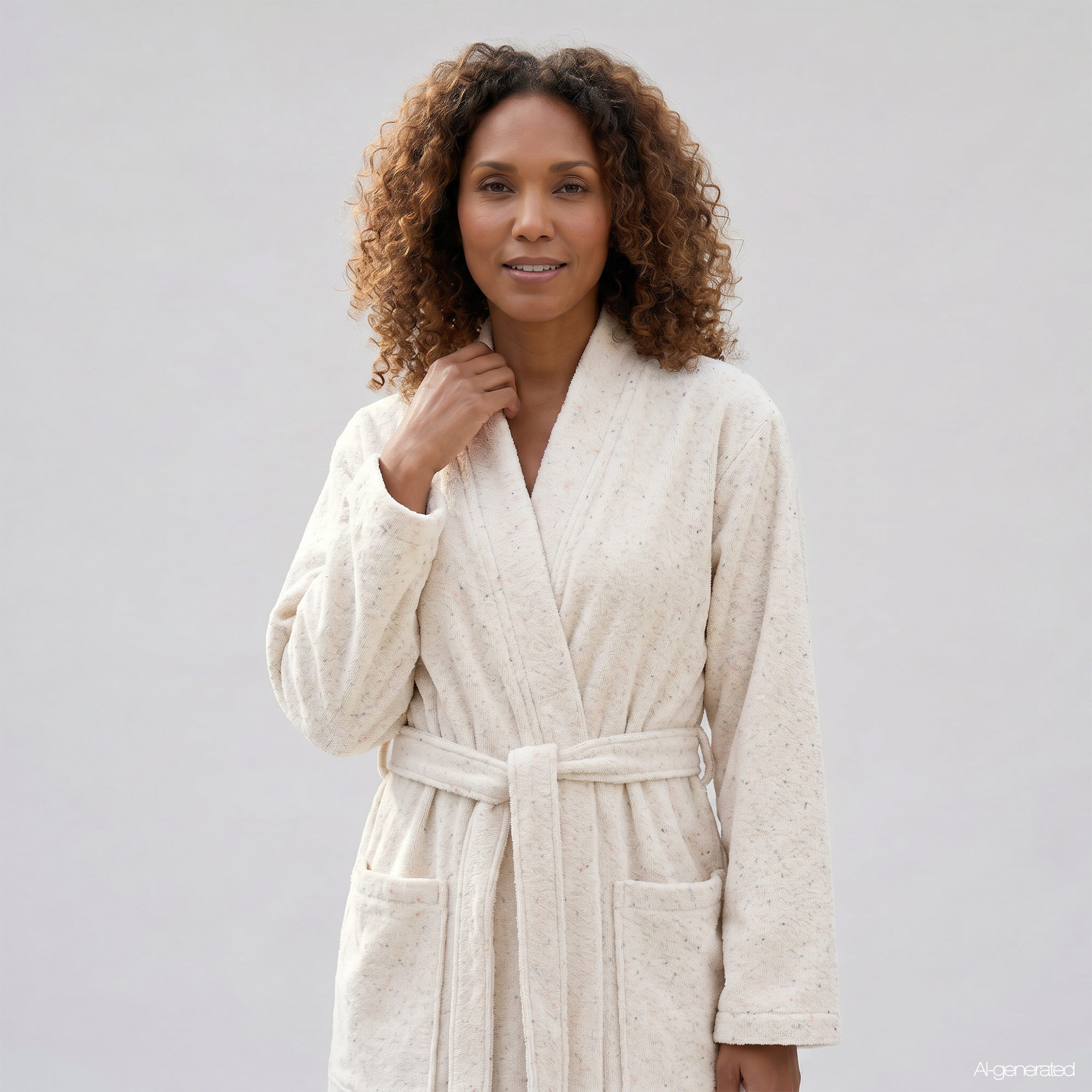 Cawö Damen Kimono-Bademantel  | 33 natur/sparkle