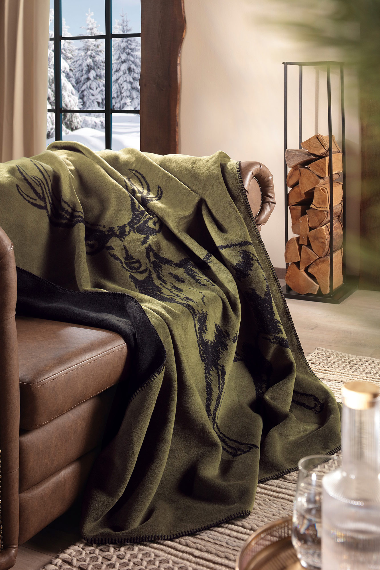 Biederlack Plaid / Decke Deer Green
