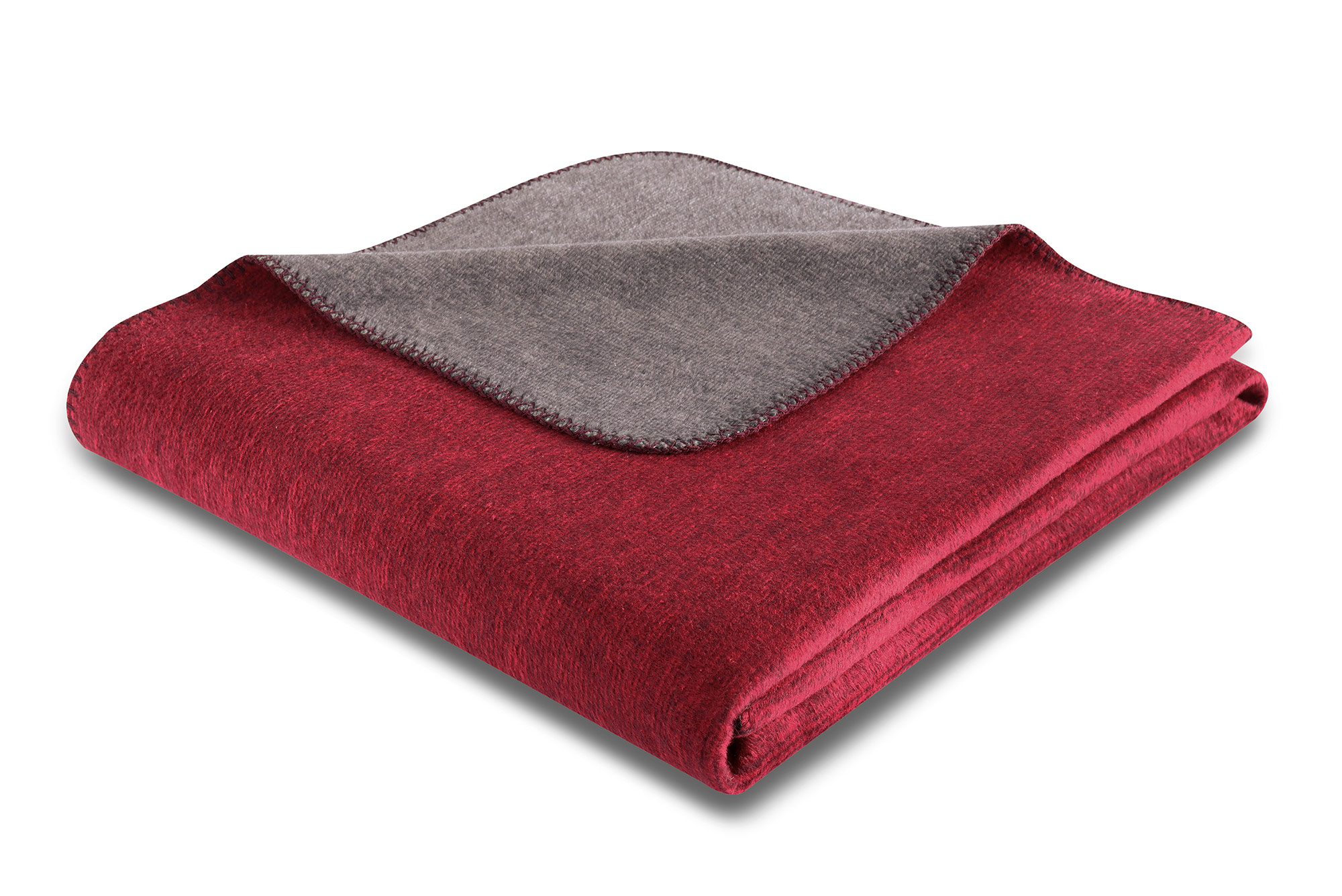 Biederlack Plaid / Decke Melange Doubleface | dunkelrot-