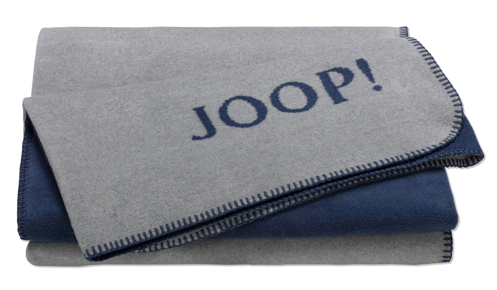 JOOP! Plaid / Wohndecke UNI-DOUBLEFACE | Silber-Navy
