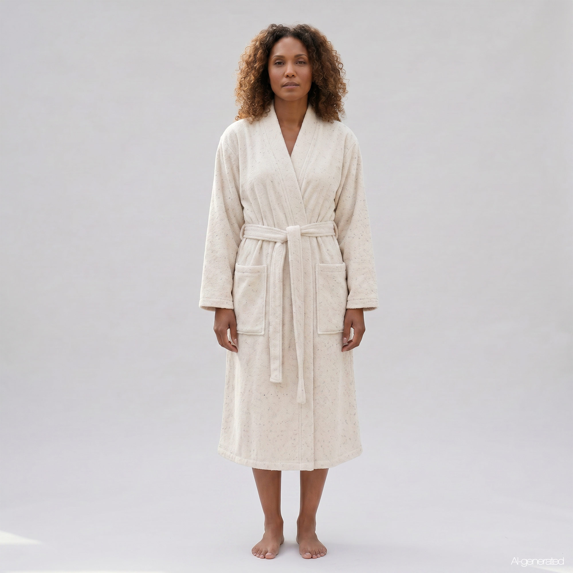 Cawö Damen Kimono-Bademantel  | 33 natur/sparkle