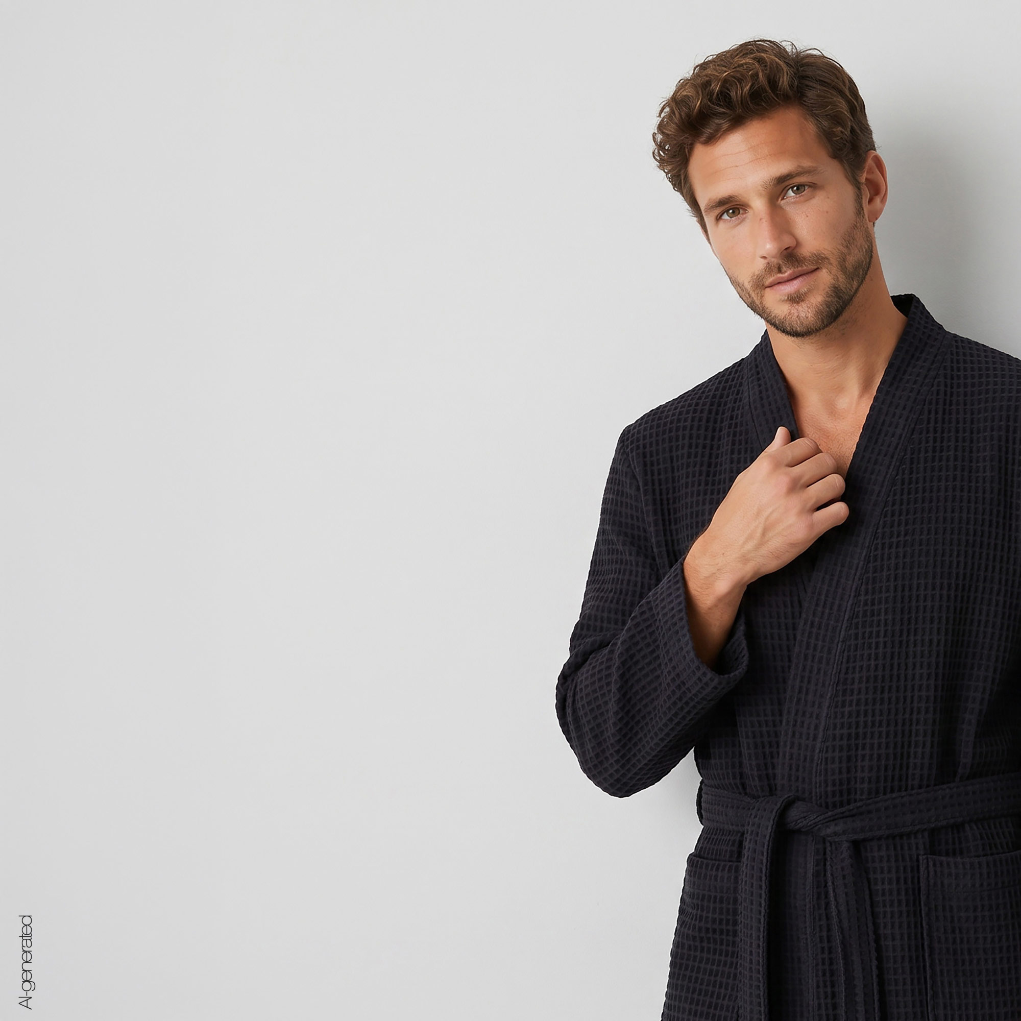 Cawö Herren Kimono-Bademantel  6845 | 906 schwarz