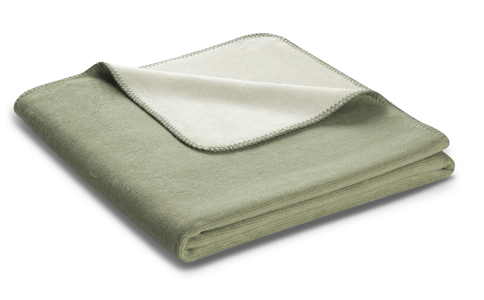 Biederlack Plaid / Decke Melange Doubleface | jadegrün-natur