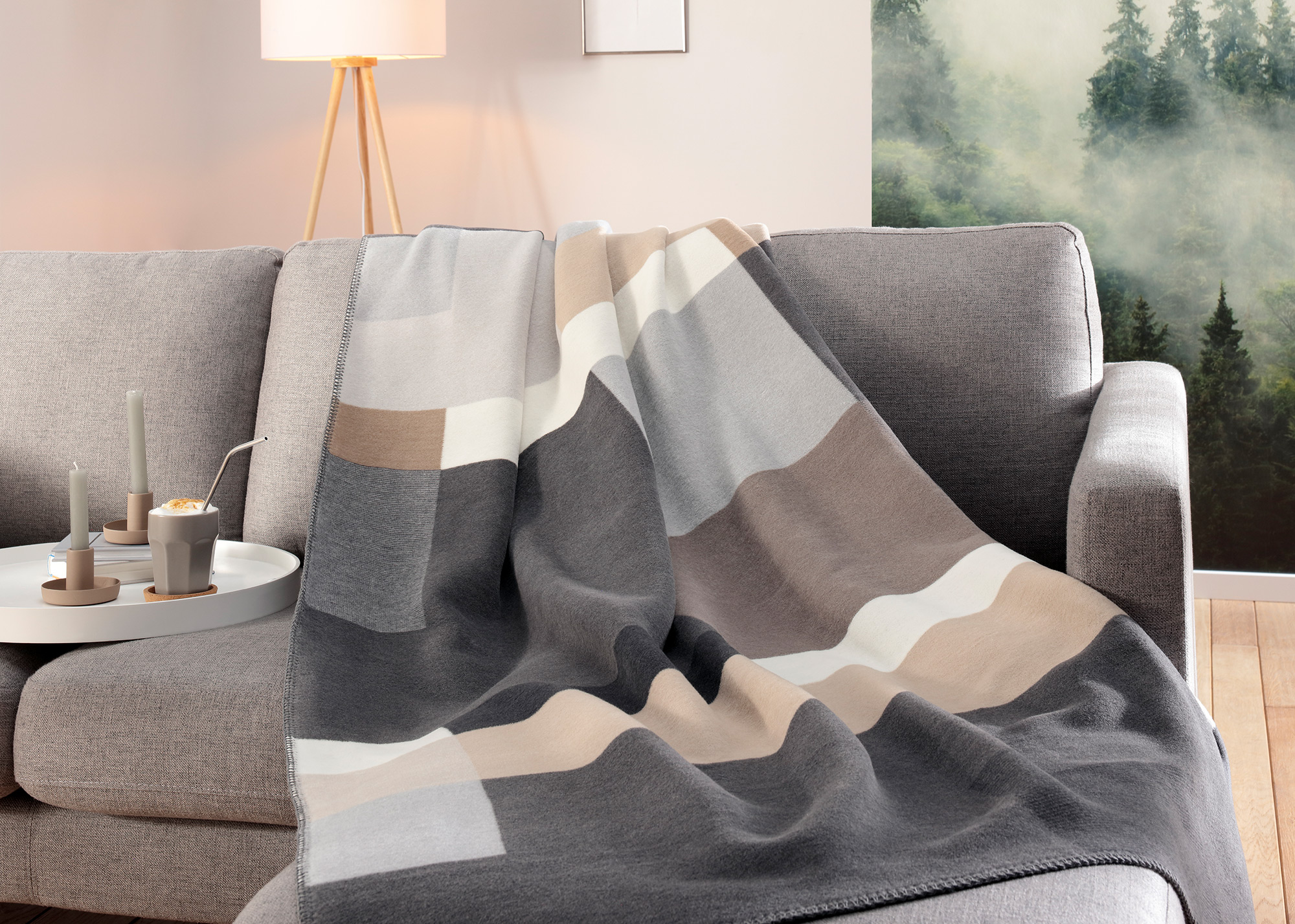 Biederlack Plaid / Wohndecke Black Part