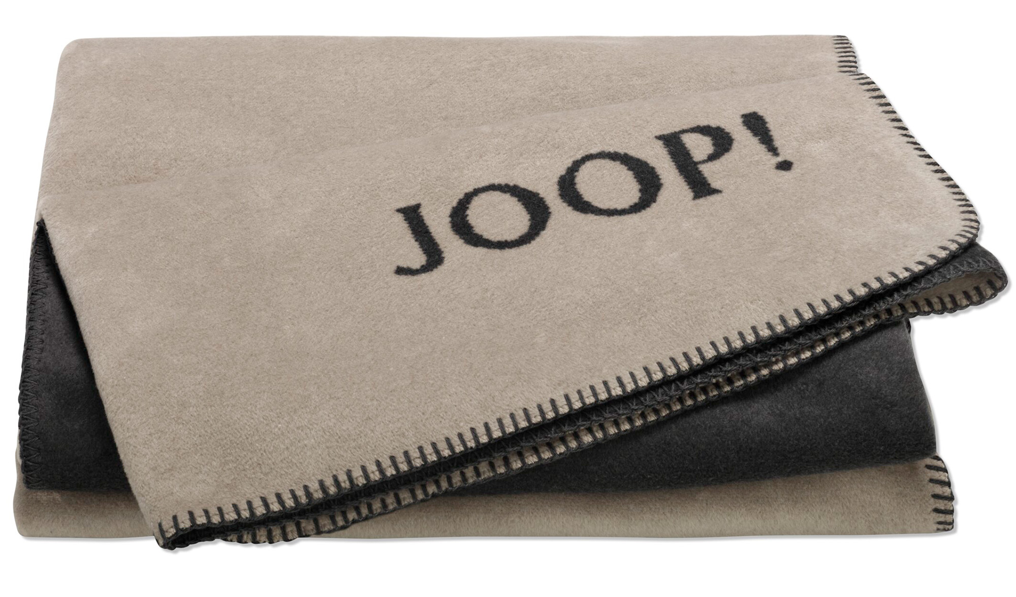 JOOP! Plaid / Wohndecke UNI-DOUBLEFACE | Stein-Anthrazit