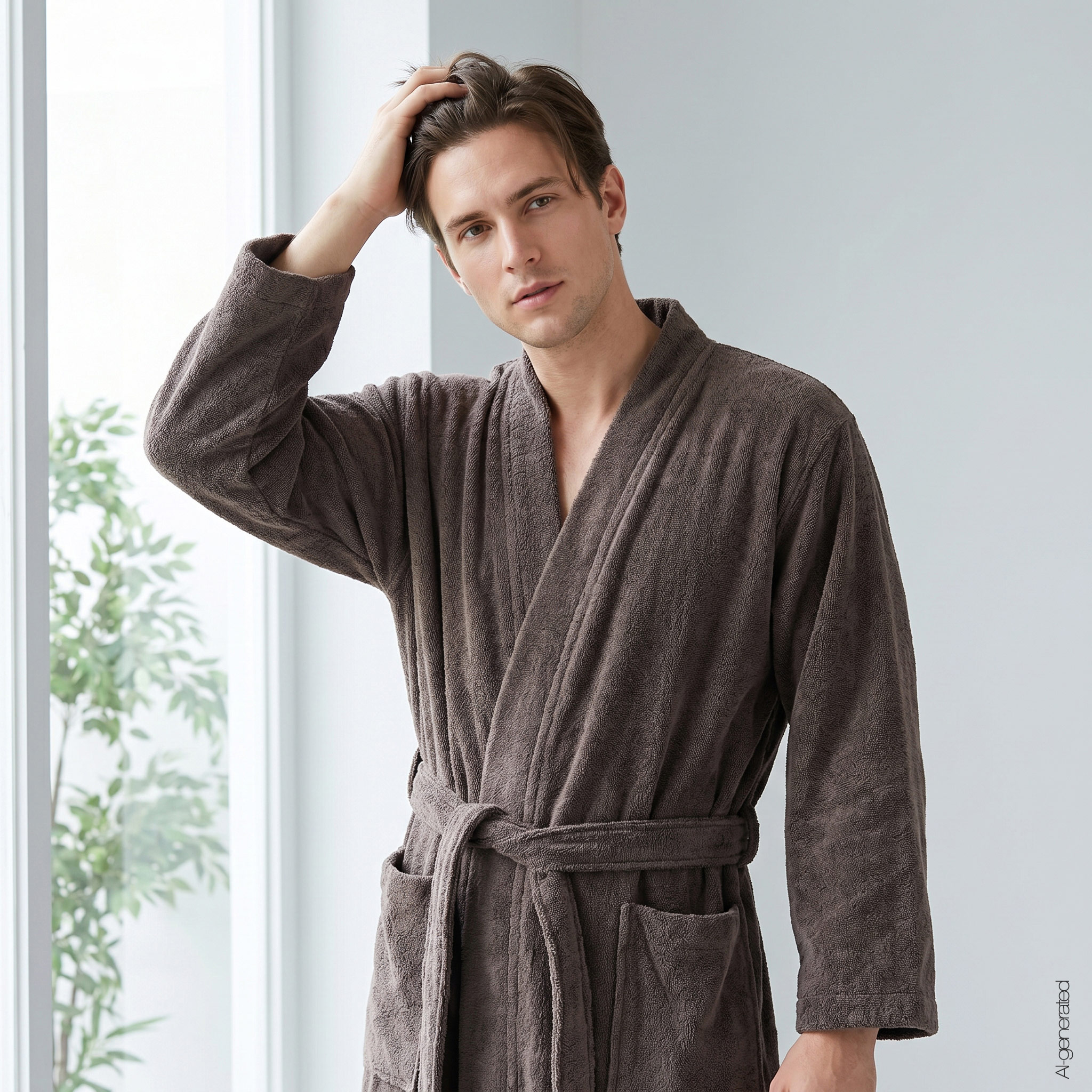 Cawö Herren Kimono-Bademantel  828 | 37 pepper