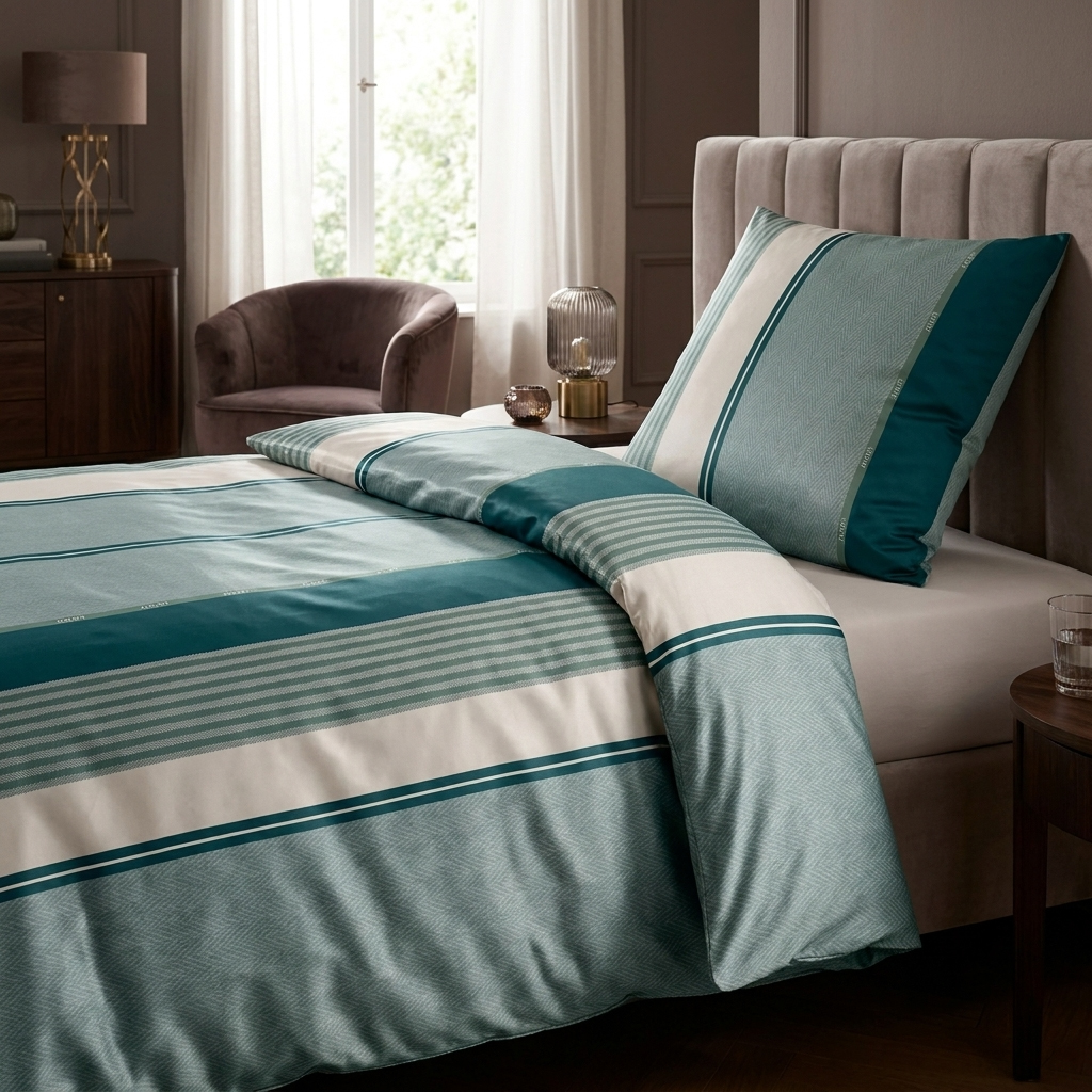 JOOP! Satin Bettwäsche Herringbone Stripes 4125 | 4 Emerald