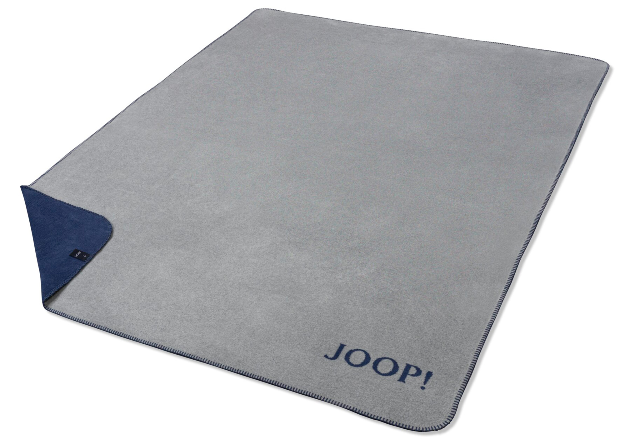 JOOP! Plaid / Wohndecke UNI-DOUBLEFACE | Silber-Navy