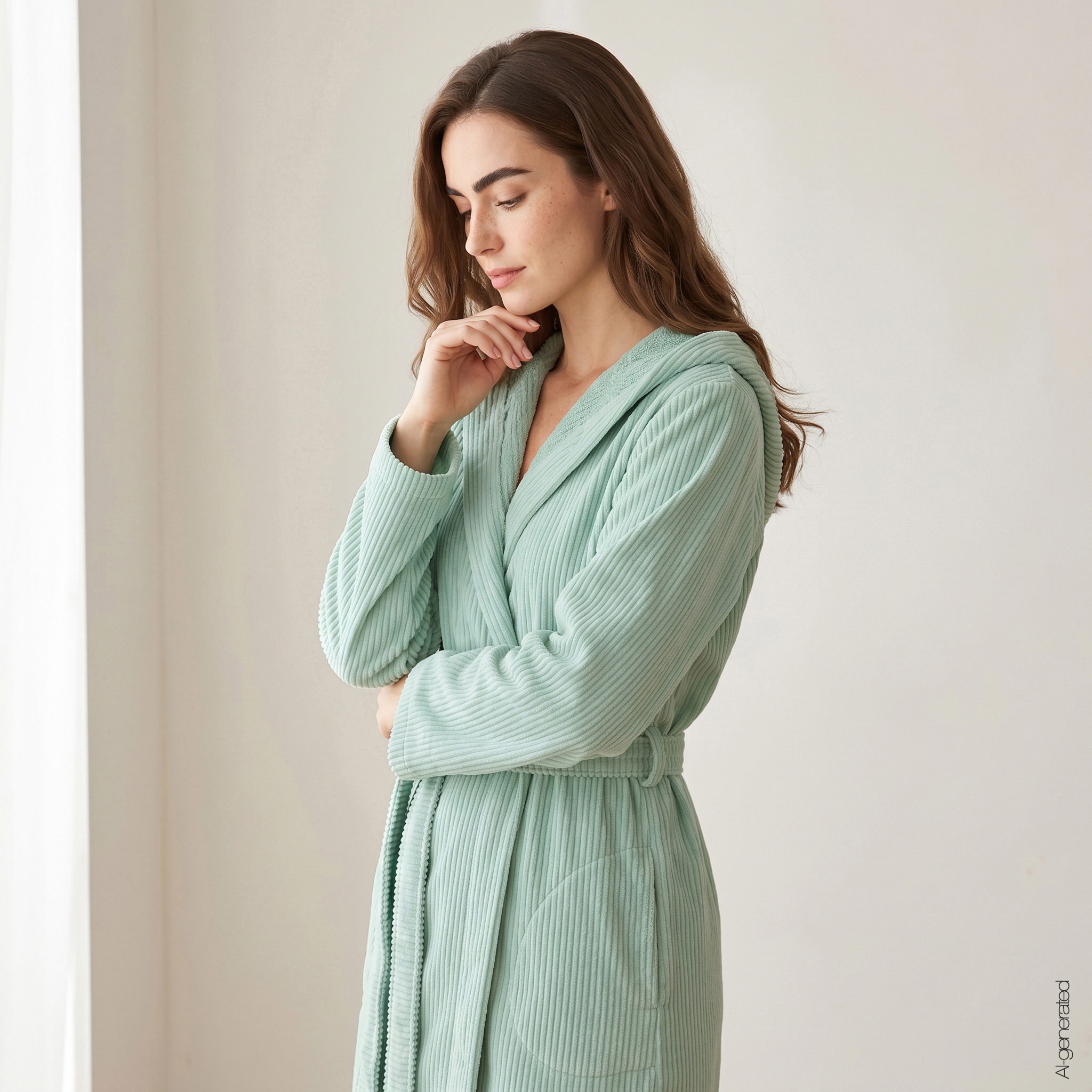 Cawö Damen Kapuze-Bademantel  6140 | 414 mint