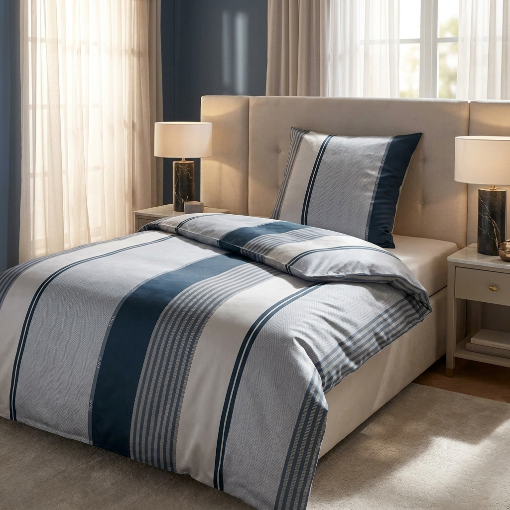 JOOP! Satin Bettwäsche Herringbone Stripes 4125 | 2 Ocean
