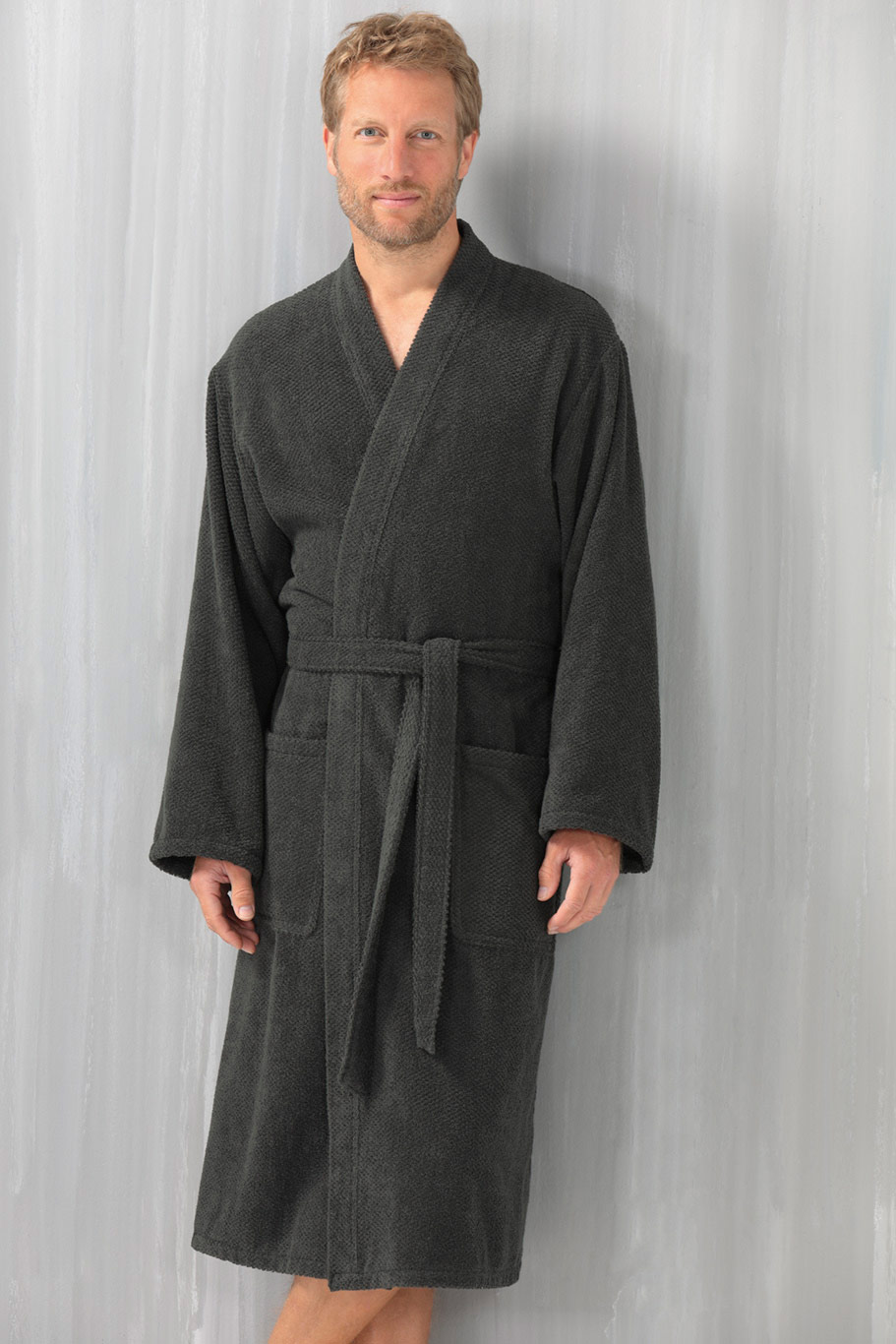 Cawö Herren Kimono-Bademantel  5622 | 740 basalt