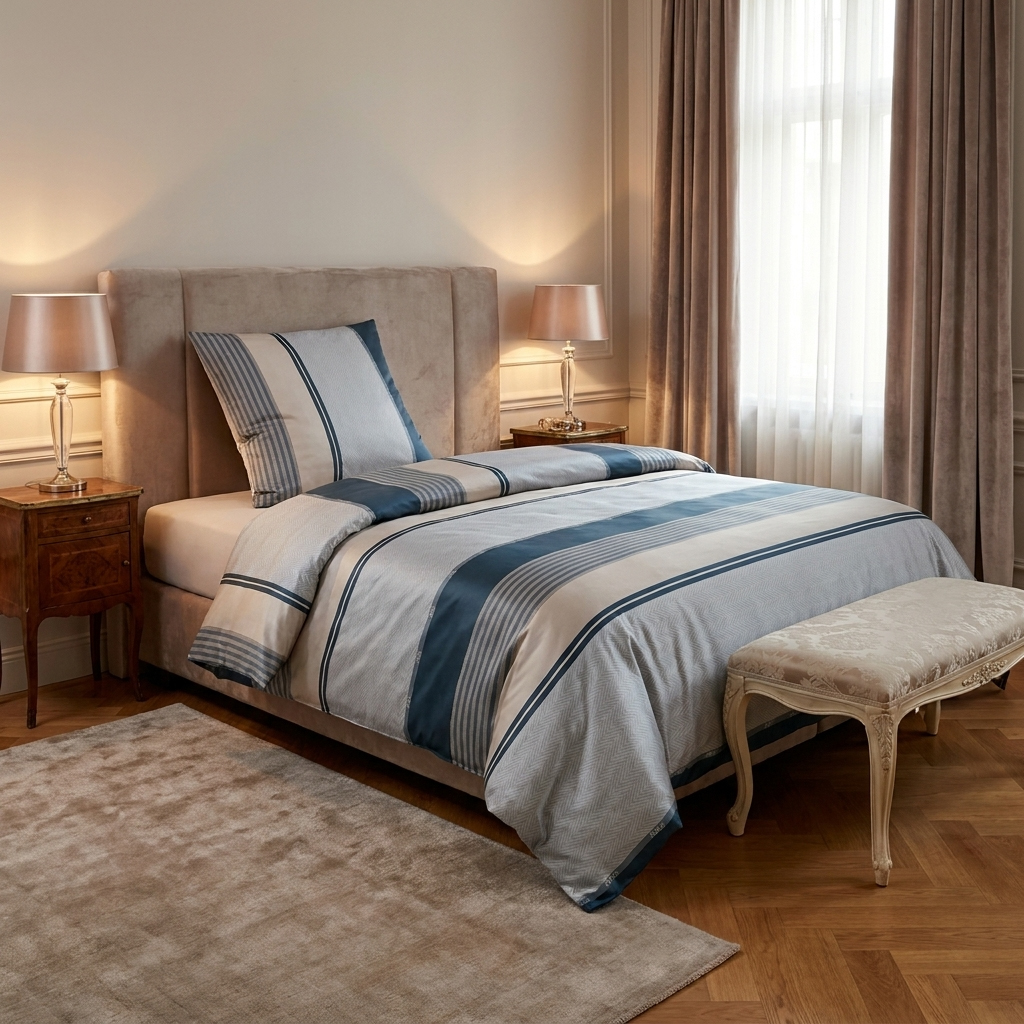 JOOP! Satin Bettwäsche Herringbone Stripes 4125 | 2 Ocean
