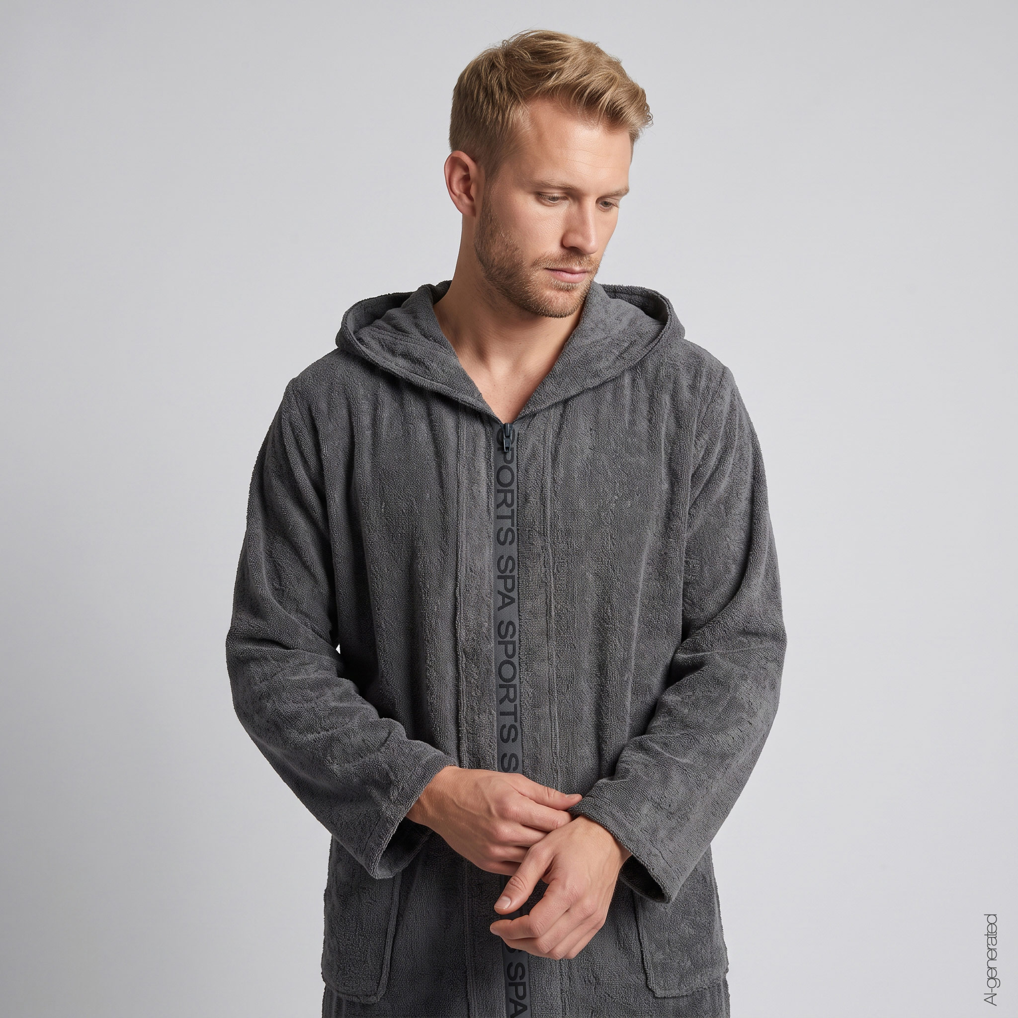 Cawö Herren Kapuze-Bademantel  6850 | 774 anthrazit