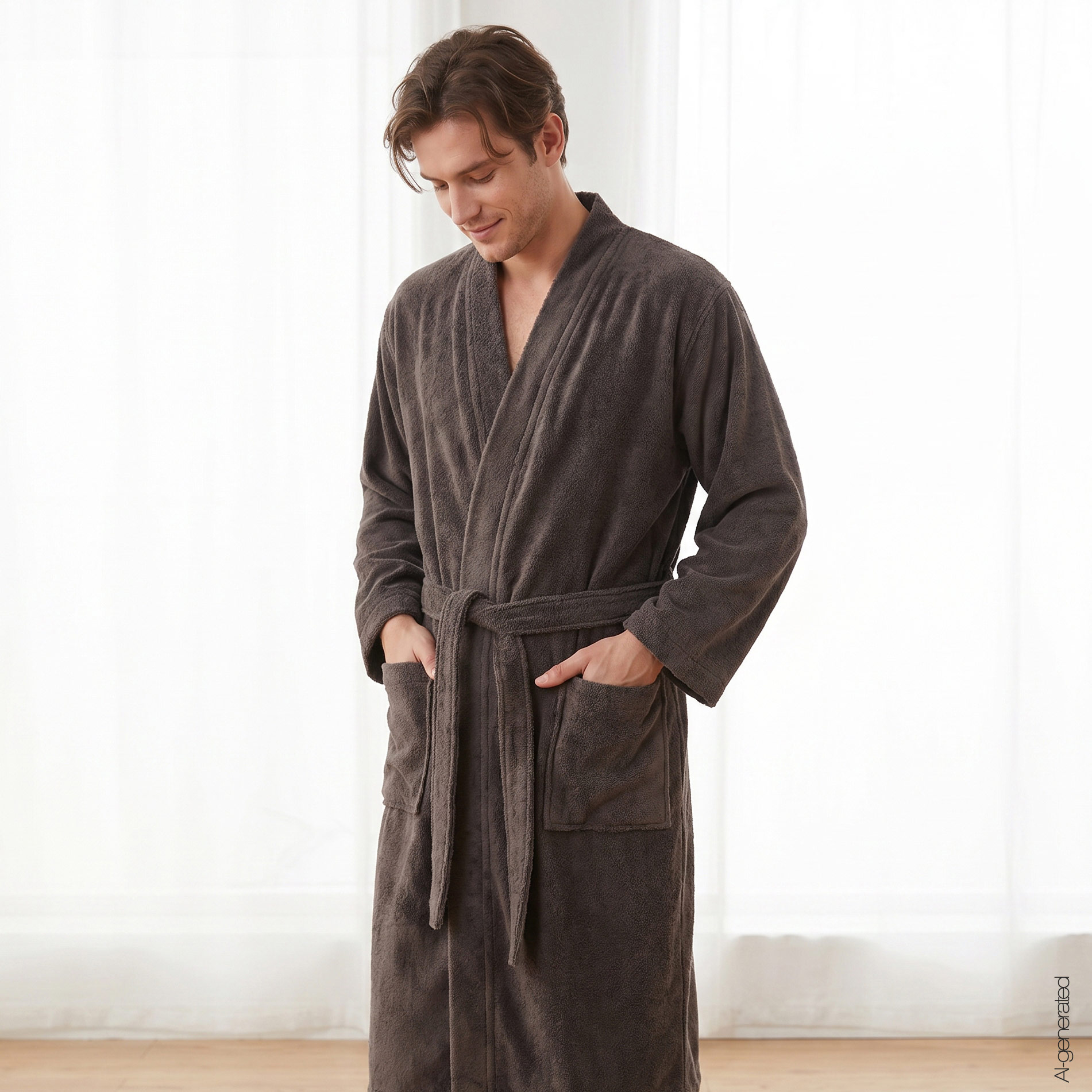 Cawö Herren Kimono-Bademantel  828 | 37 pepper