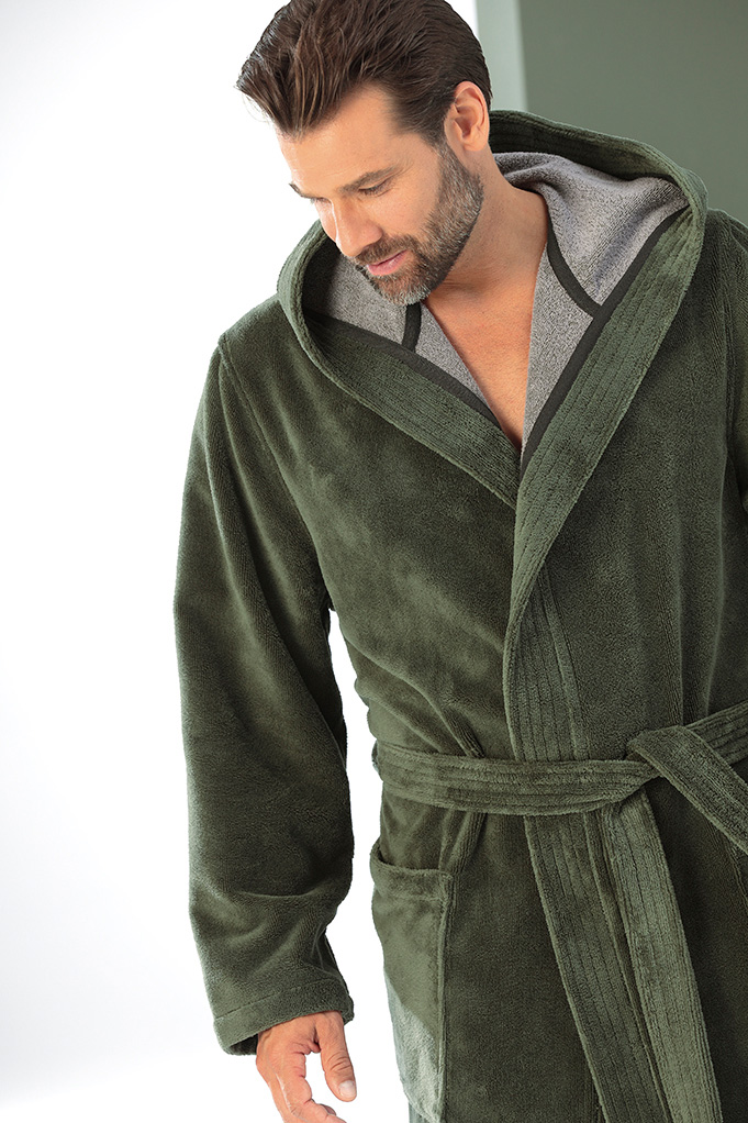 Cawö Herren Kapuze-Bademantel  843 | 47 field