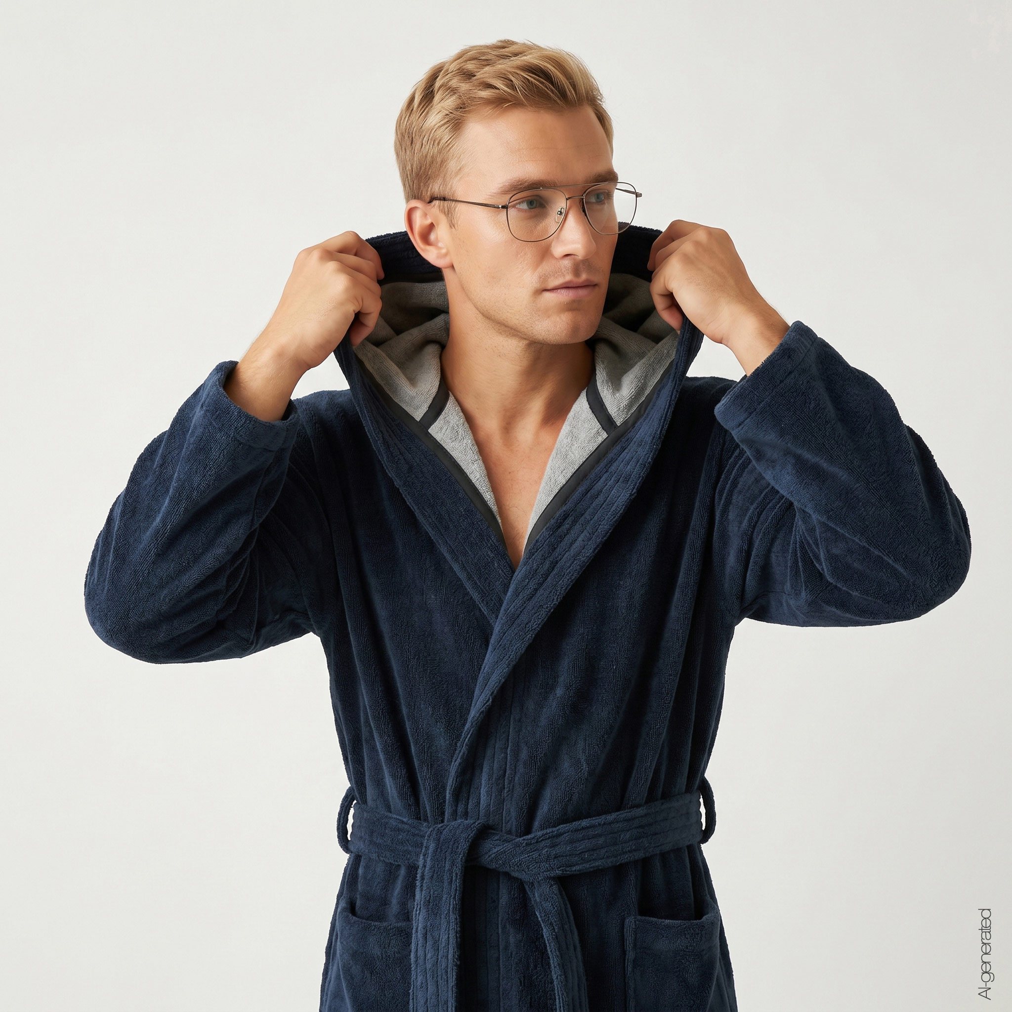Cawö Herren Kapuze-Bademantel  831 | 19 ocean