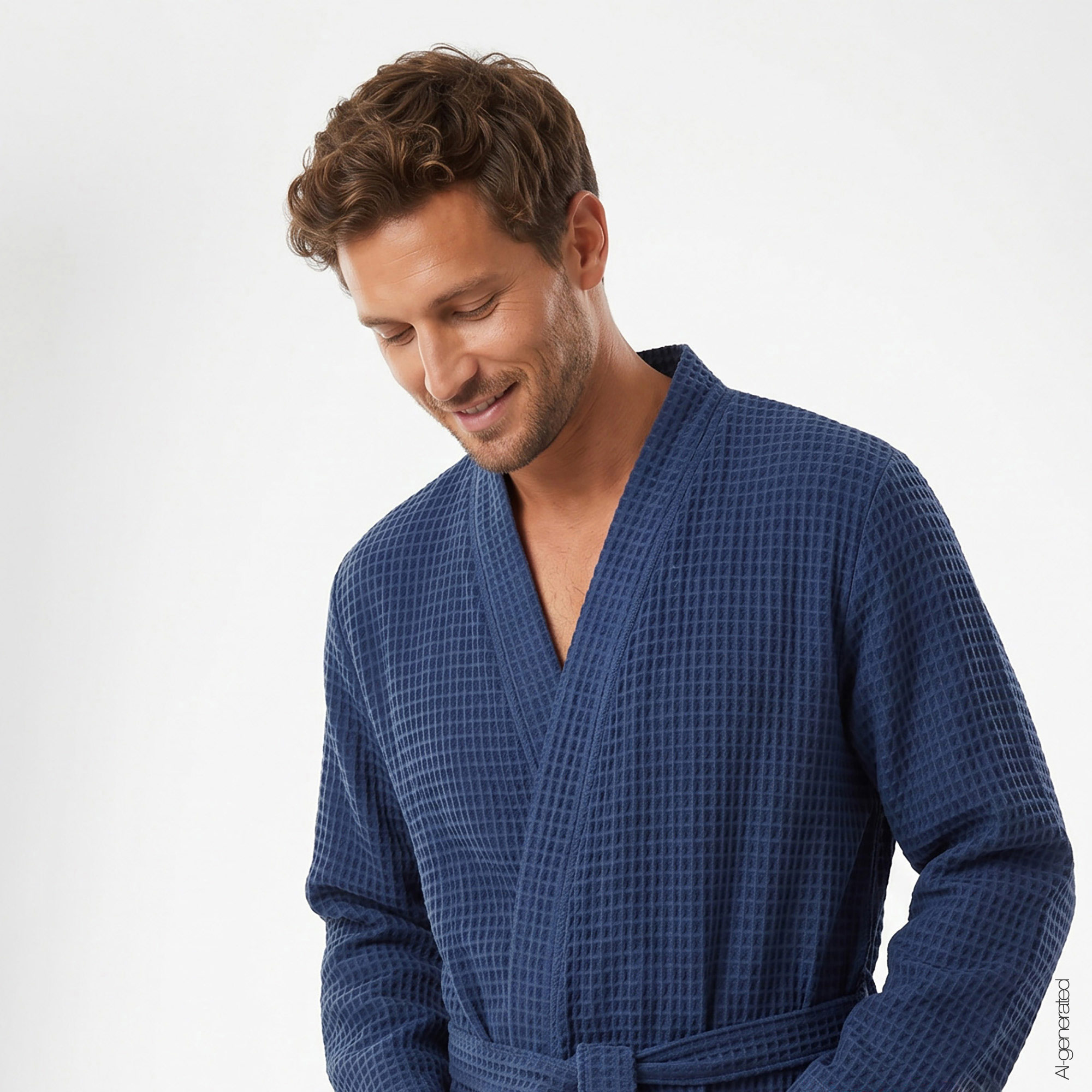 Cawö Herren Kimono-Bademantel  6845 | 166 saphir