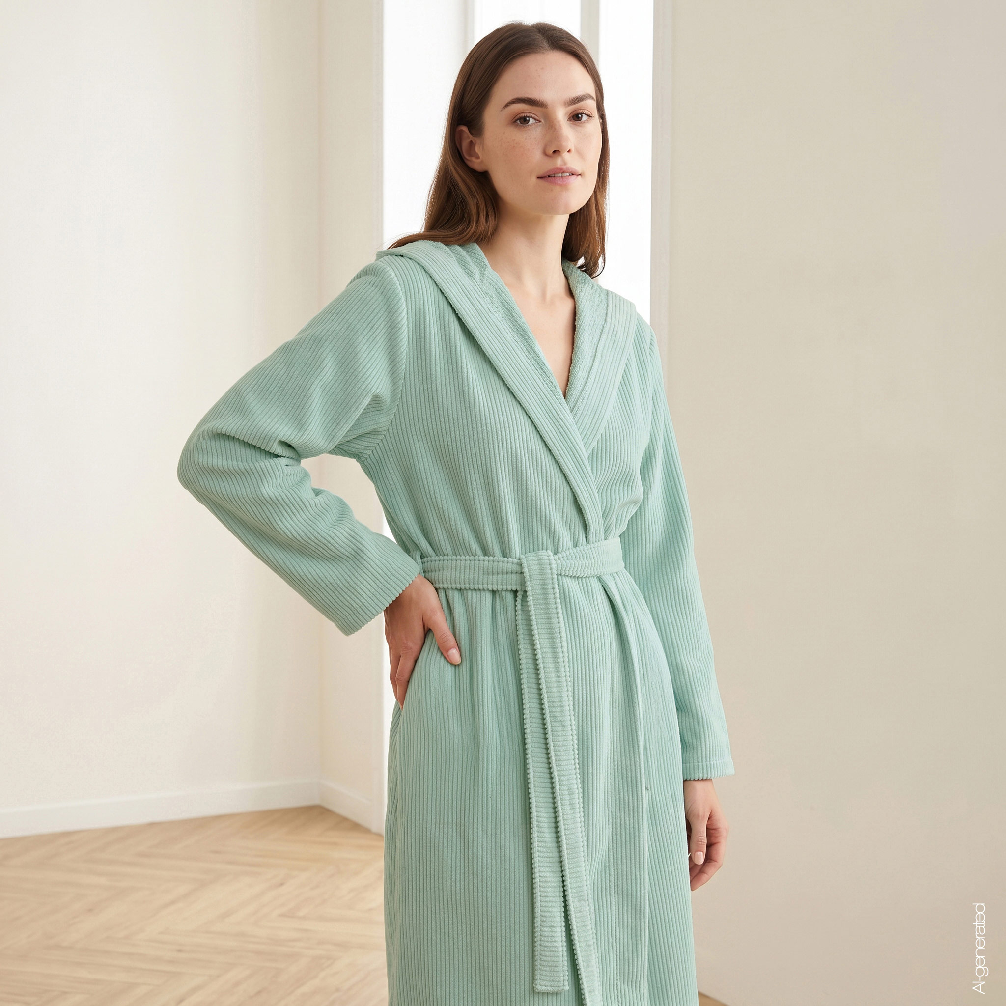 Cawö Damen Kapuze-Bademantel  6140 | 414 mint