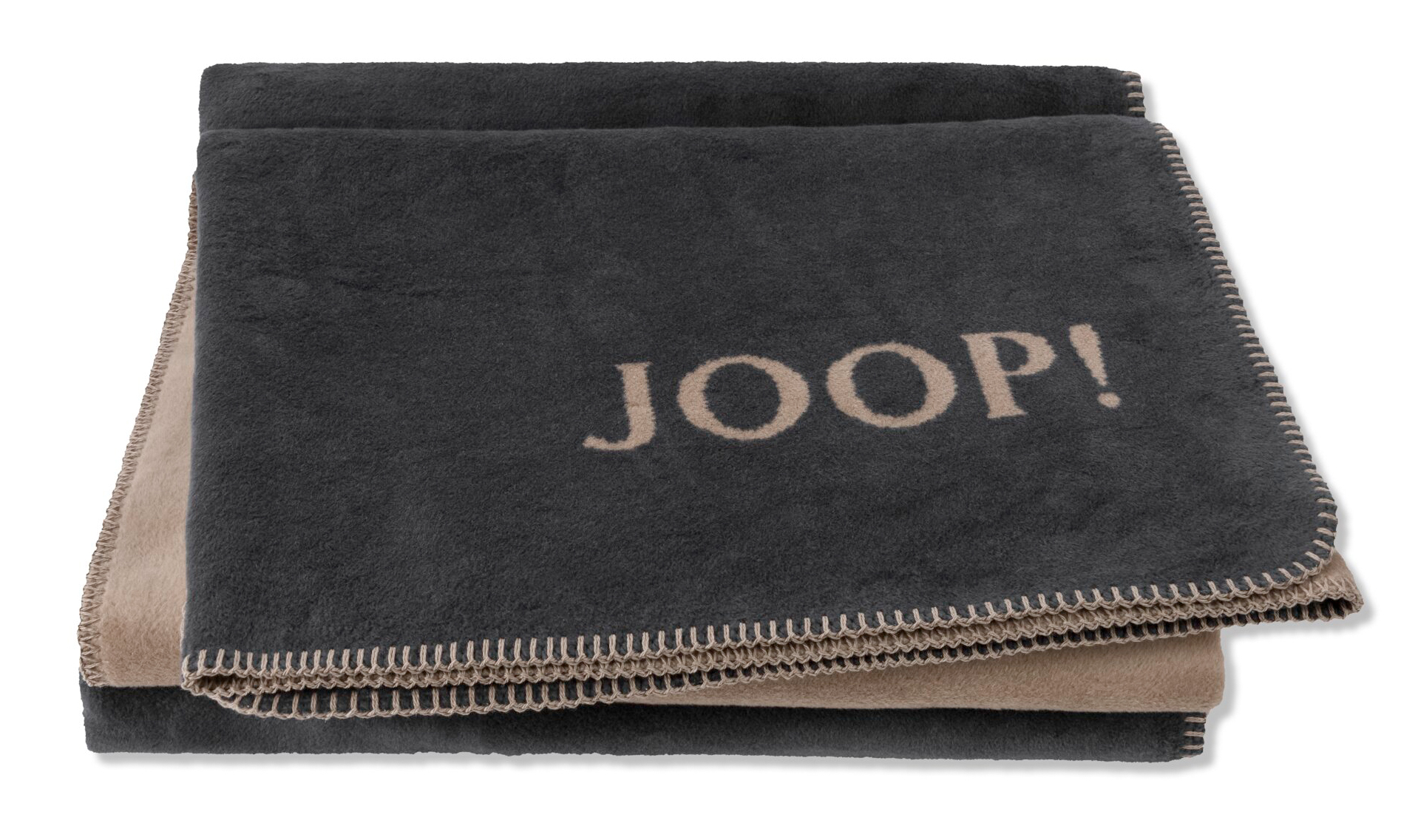 JOOP! Plaid / Wohndecke UNI-Doubleface | Anthrazit-Karamell