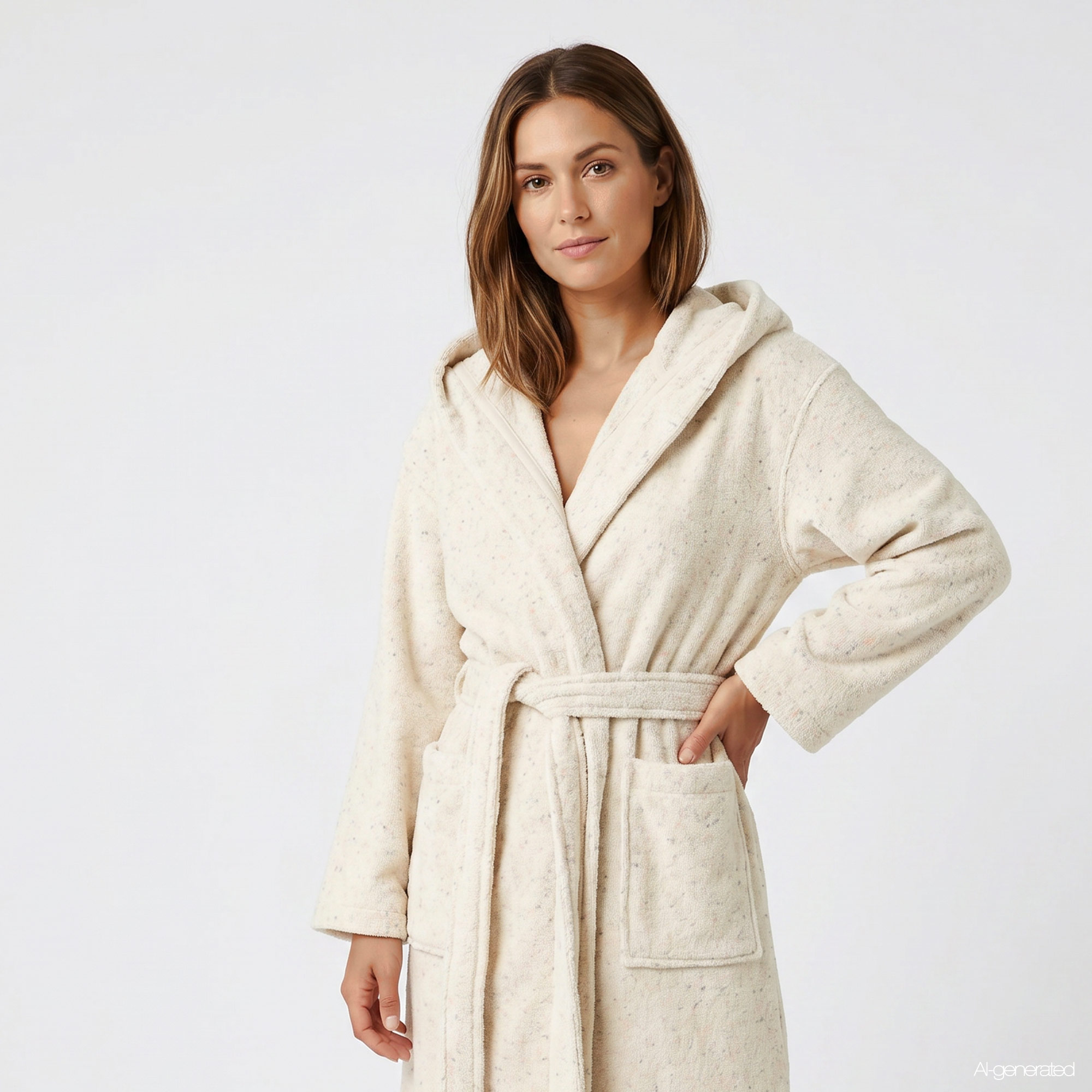 Cawö Damen Kapuze-Bademantel  | 33 natur/sparkle