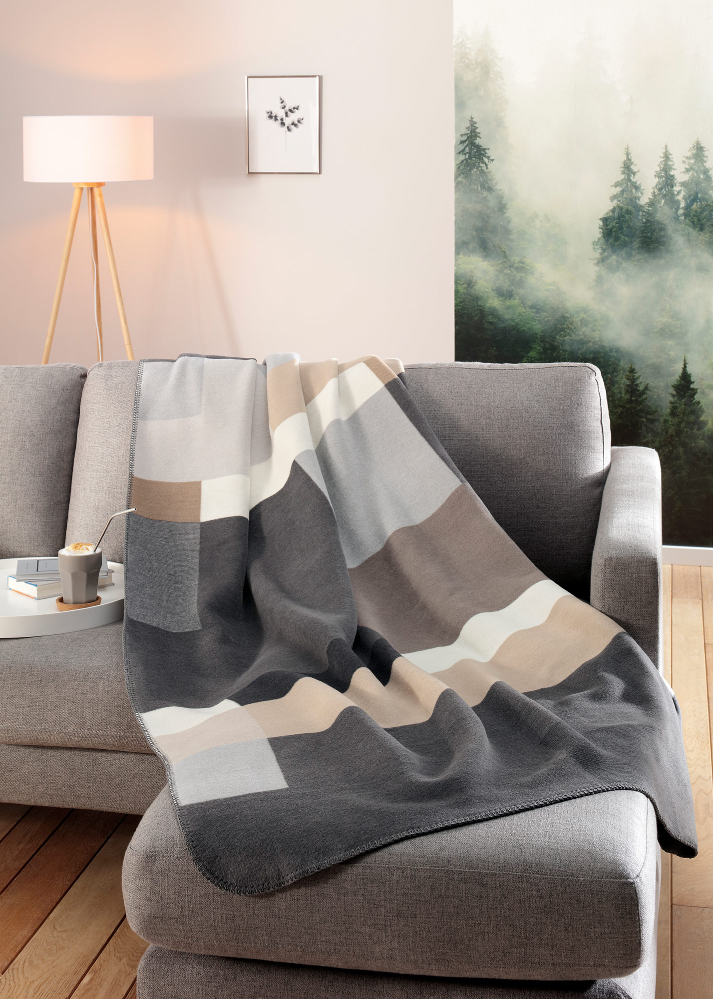 Biederlack Plaid / Wohndecke Black Part