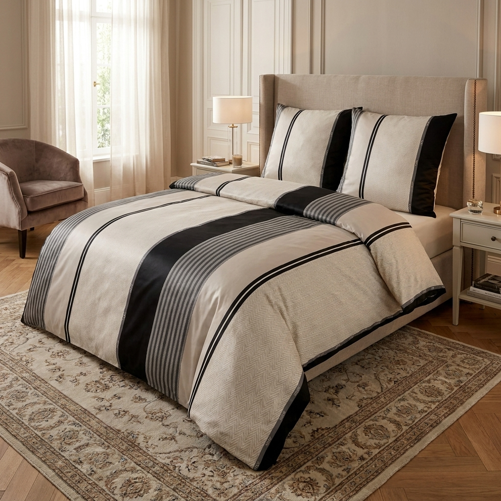 JOOP! Satin Bettwäsche Herringbone Stripes 4125 | 9 Black