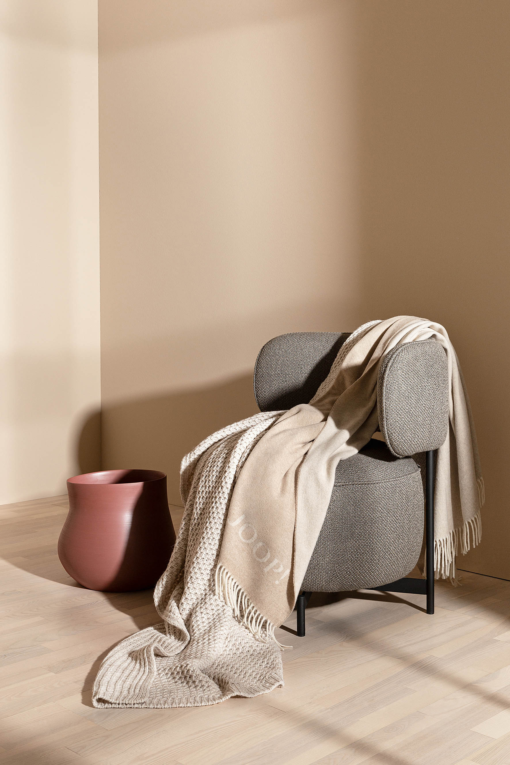 JOOP! Plaid / Wohndecke FINE DOUBLEFACE | Creme-Natur